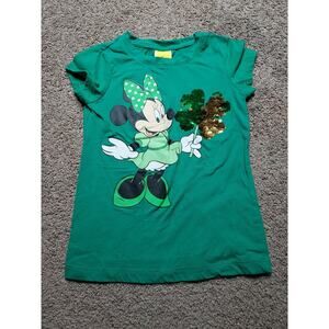 Girl's Size XS 4/5 Disney Minnie Mouse St Patricks Flip Sequin Shirt
